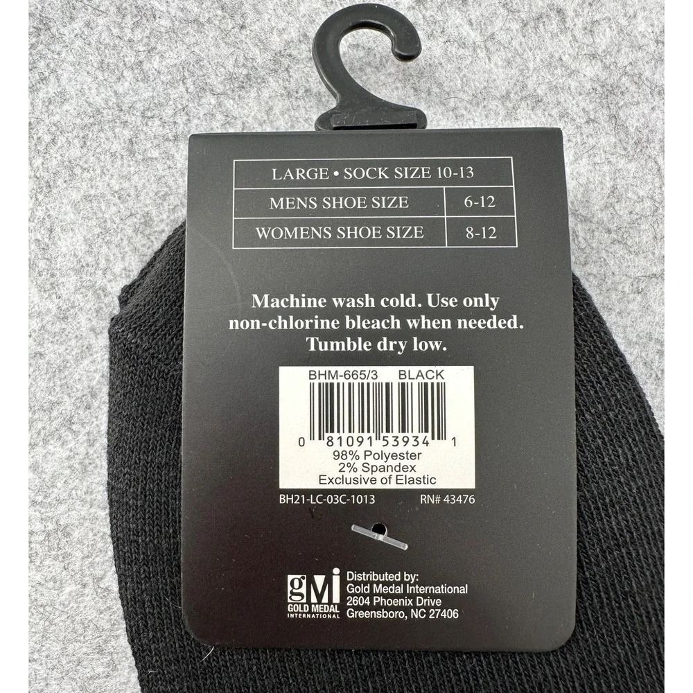 Beverly Hills Polo Club Socks Black Low-Cut ( 3 Pairs‎ ) Size Large 10-13 NWT